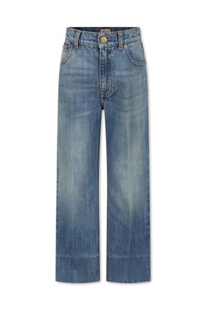 Jeans dritti in cotone indaco GUCCI KIDS | 740912XDCIT4452